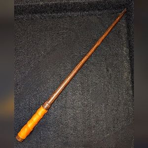 Hand Carved Wand with Yellow Leather Handle
